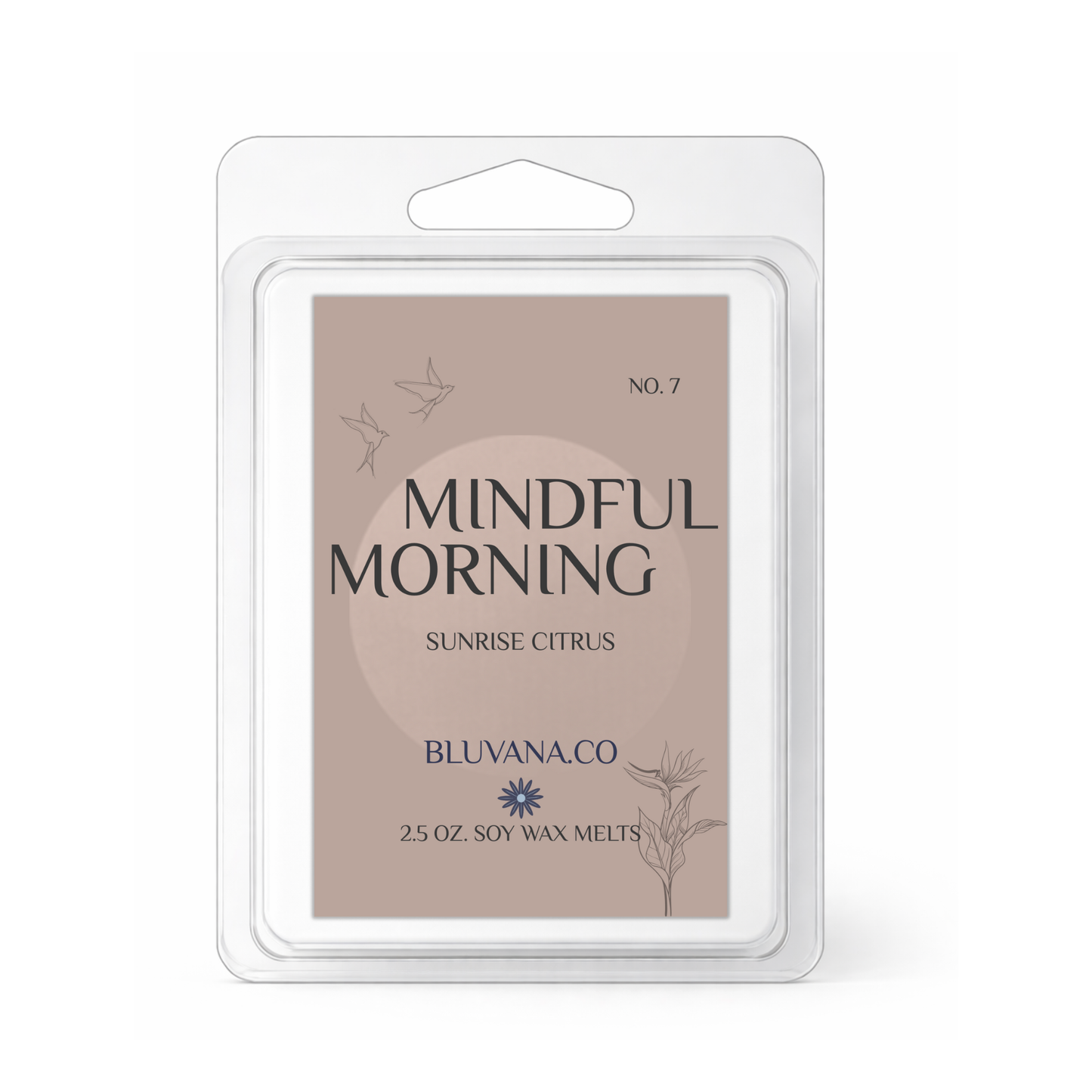 Bluvana Co. Mindful Morning soy wax melts packaging on a white background