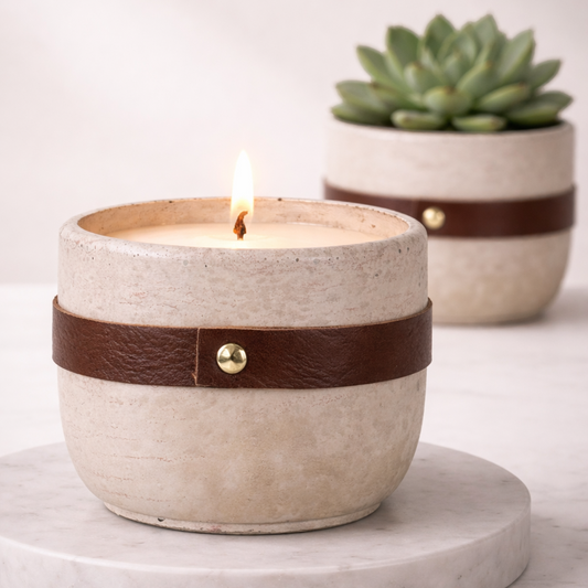 Beige Belted Candle