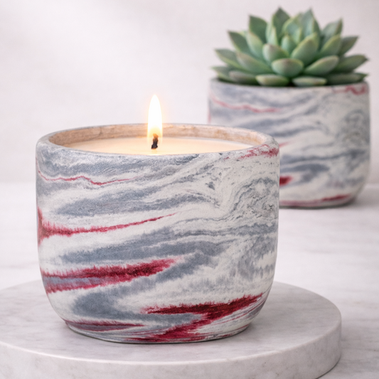 Red and Grey Clay Candle